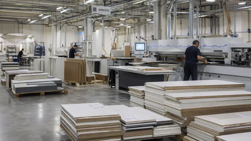 Una fabbrica di cucine componibili