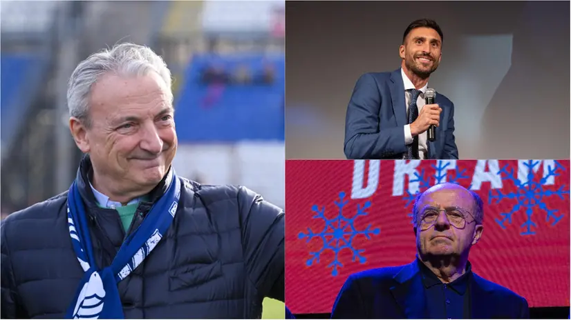 Da sinistra Giuseppe Pasini, Andrea Caracciolo (in alto) e Giuseppe Taini - Foto New Reporter © www.giornaledibrescia.it