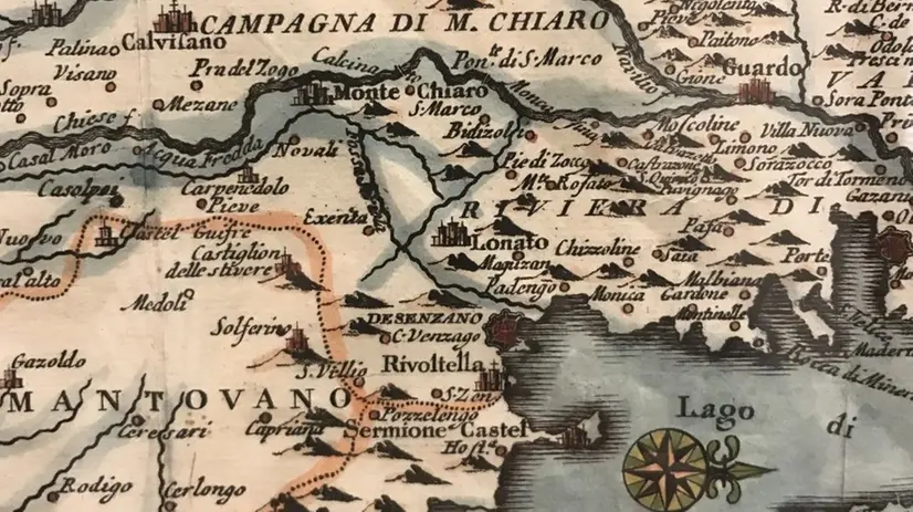 Il Garda in un'antica mappa del territorio - © www.giornaledibrescia.it