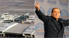L'aeroporto di Malpensa e Silvio Berlusconi - Foto Ansa © www.giornaledibrescia.it