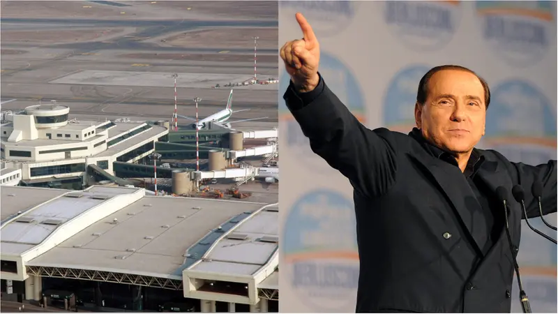L'aeroporto di Malpensa e Silvio Berlusconi - Foto Ansa © www.giornaledibrescia.it