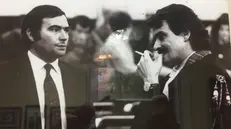 Bruno Lorandi e l'avvocato Alberto Scapaticci durante il processo per l'omicidio del piccolo Cristian