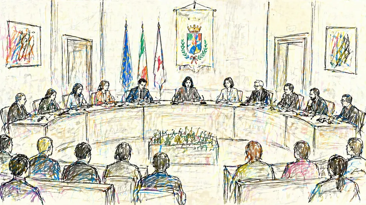 L'illustrazione di un Consiglio comunale - Immagine creata con ChatGpt