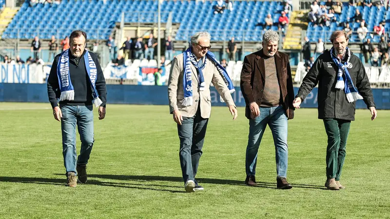 Hübner al Rigamonti lo scorso ottobre: con lui Guerini, Pasini e Galli - Foto New Reporter Comincini © www.giornaledibrescia.it