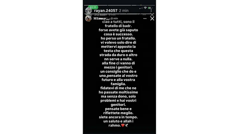 Il messaggio del fratello del 16enne di Cividate al Piano - © www.giornaledibrescia.it