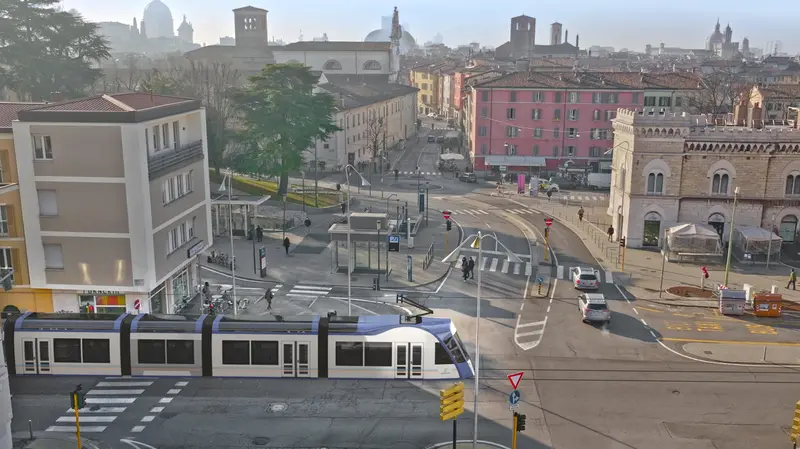 Un render di come sarà San Faustino quando arriverà il tram