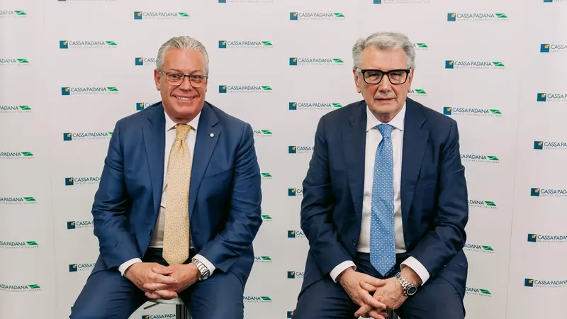 Il direttore di Cassa Padana Andrea Lusenti con il presidente Romano Bettinsoli
