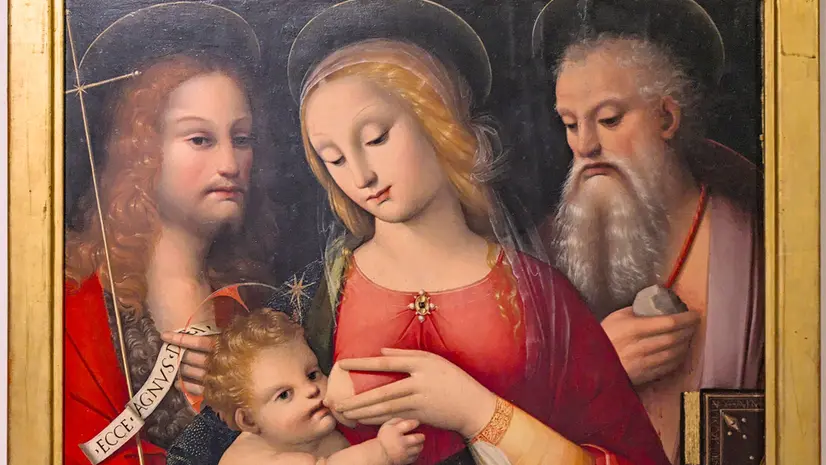 Particolare della «Madonna del Latte», opera del Brescianino