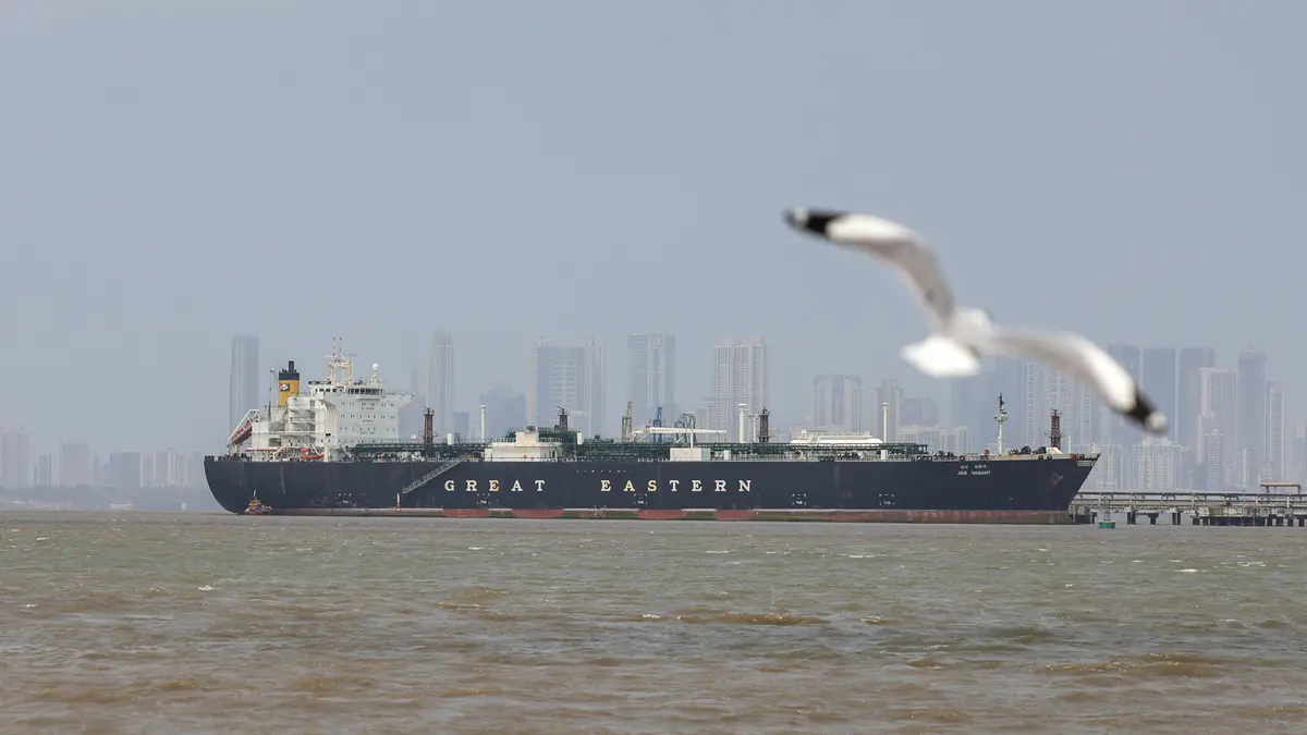 La nave Jag Vasant, carica di Gpl, una delle poche passate per lo Stretto di Hormuz - Foto Ansa © www.giornaledibrescia.it