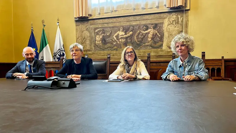 Da sinistra Baccaglioni, la sindaca Castelletti, Tiboni e Todeschini - © www.giornaledibrescia.it