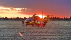 Il 69enne è stato trasportato all'ospedale di Bergamo con l'elisoccorso - © www.giornaledibrescia.it