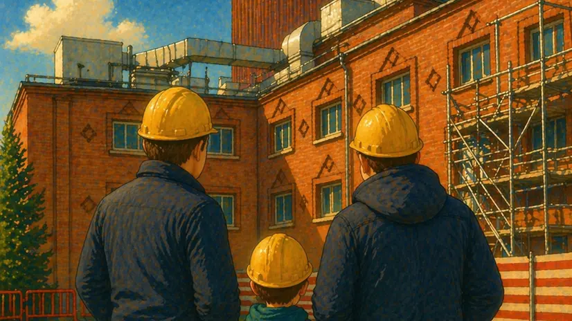 Il piccolo Tom visita il cantiere - Immagine generata con Chat Gpt