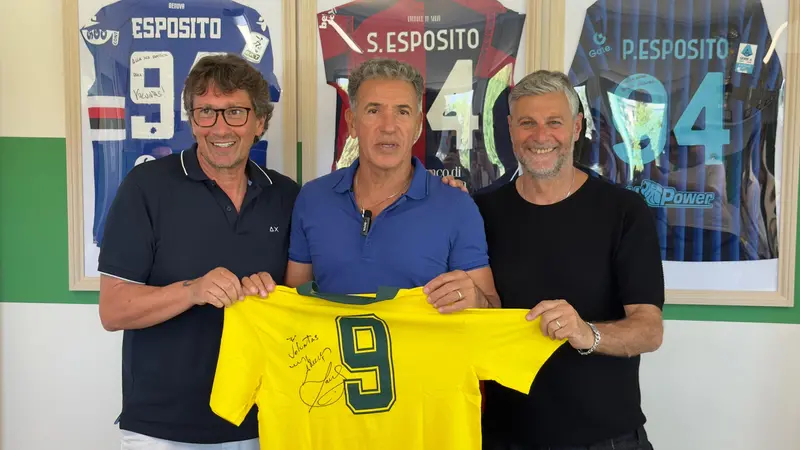 Careca tra il presidente della Voluntas Agostino Esposito e Salvatore Cirillo della Zeus