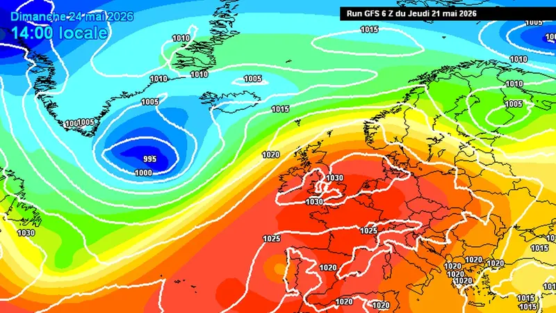 L'alta pressione prevista nel fine settimana dal modello matematico GFS - Meteociel.it