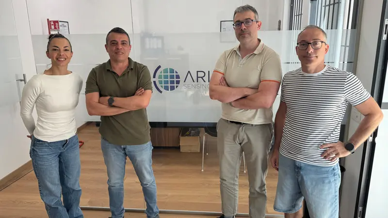 Il team di Aria Sensing: da sinistra Emanuela e Alessio Cacciatori, Andrea Mario e Marco Poles