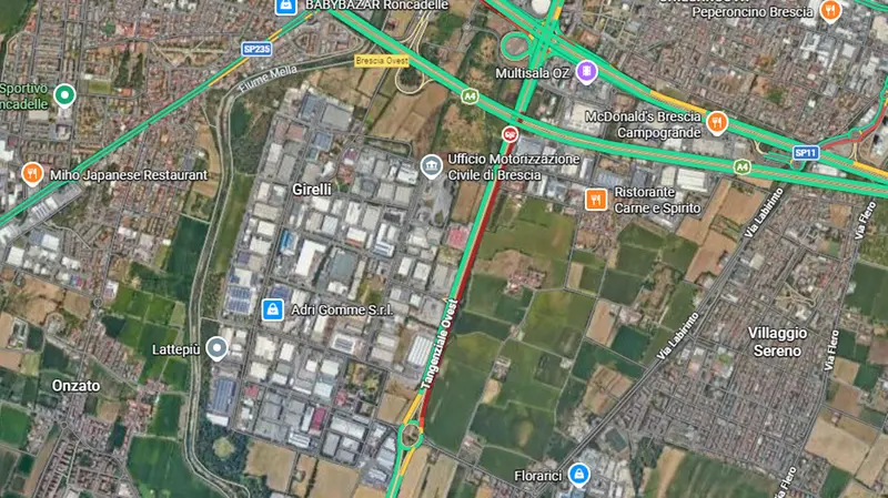 Il traffico in Tangenziale Ovest