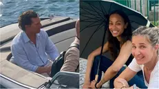 Matthew McConaughey e Zoe Saldaña sul lago d'Iseo - Foto Facebook Fiorello Turla