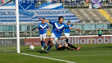 Il gol promozione di Dessena nel maggio 2019 - © www.giornaledibrescia.it