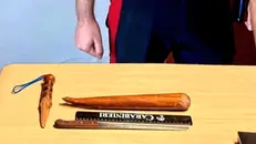 Il coltello e la mazza sequestrati