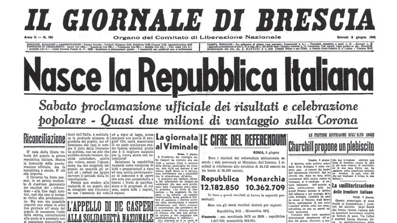 La prima pagina del GdB che sarà proposta come sovracoperta il 2 giugno 2026 - © www.giornaledibrescia.it