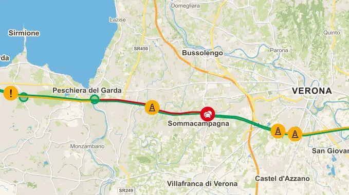 Il sito dell'autostrada Brescia-Padova testimonia i problemi di viabilità