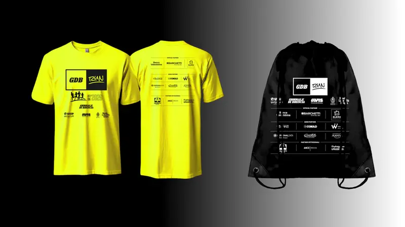 Il kit manifestazione comprende: t-shirt, sacca, gadget e materiale informativo