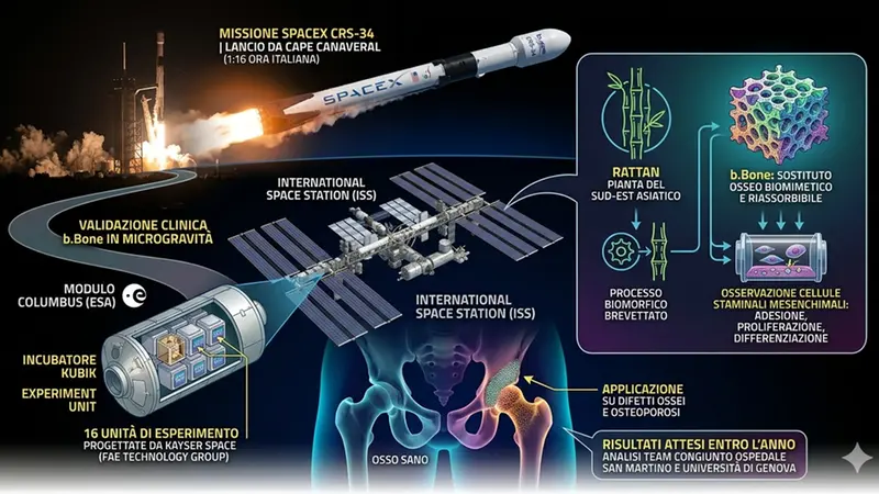 Il 16 maggio, da Cape Canaveral, è partito lo SpaceX CRS-34 con a bordo i campioni di "b.bone"