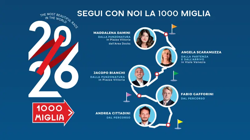 Segui la Mille Miglia 2026 con GdB, Teletutto e Radio Bresciasette