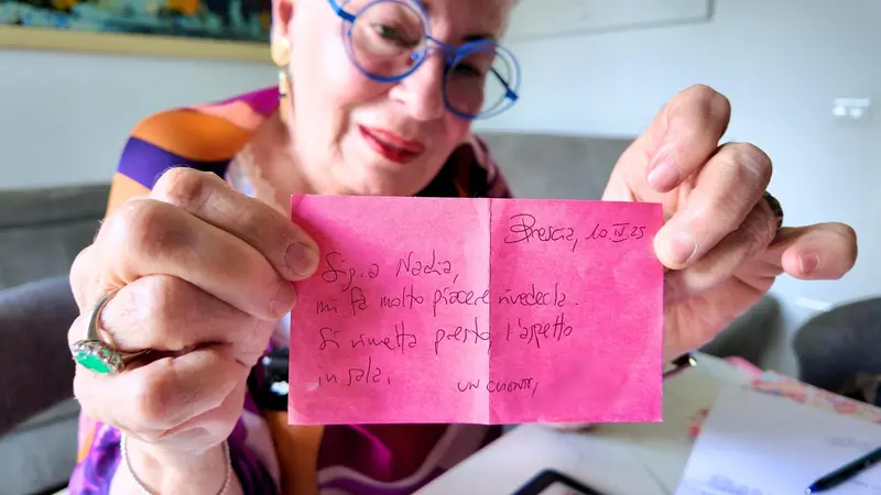 Un messaggio d'affetto per Nadia (abbiamo oscurato la firma)