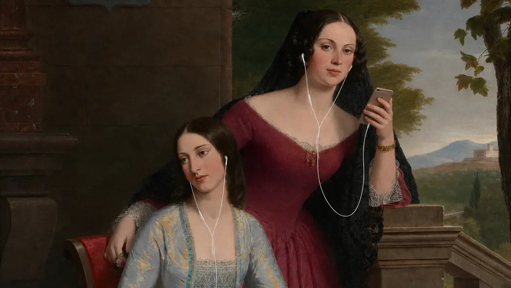 Ascoltare podcast è ormai parte della quotidianità - Rielaborazione di un dipinto conservato alla Smithsonian