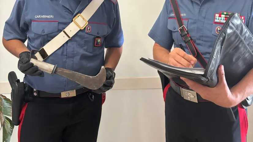 La roncola sequestrata all'uomo