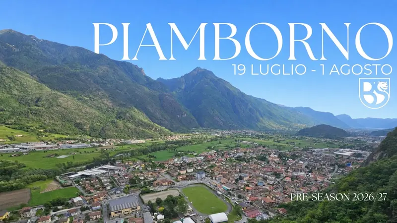 Una veduta aerea dello stadio comunale di Piamborno - Media house Union Brescia