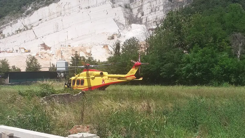L'intervento dell'elisoccorso a Nuvolera