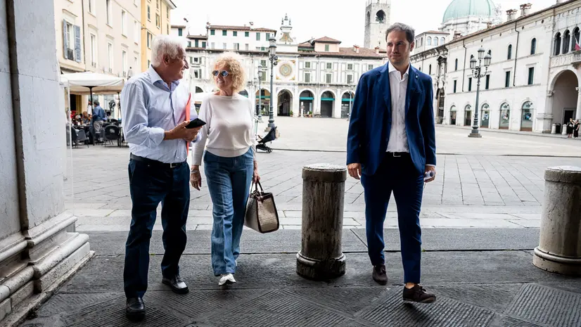 Dusina, Bragaglio e Cantoni ieri in Loggia - Foto New Reporter Checchi © www.giornaledibrescia.it