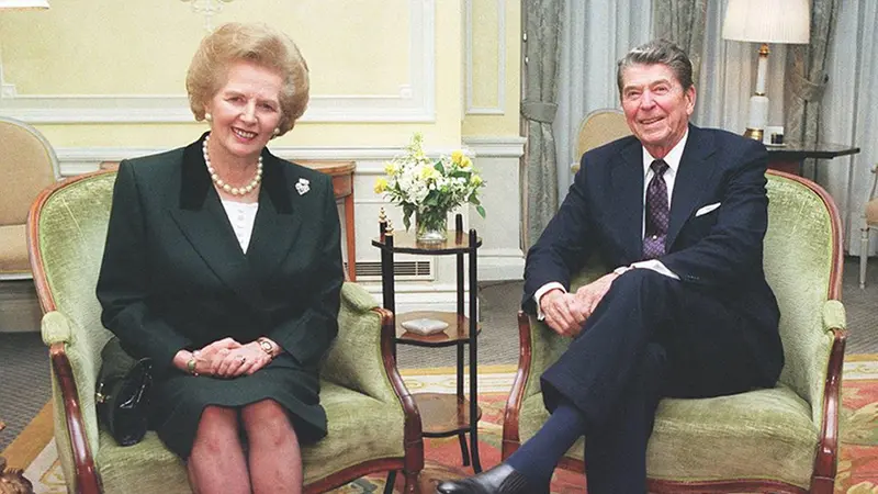 L'ex premier britannica Margaret Thatcher con Ronald Reagan - Foto Epa © www.giornaledibrescia.it