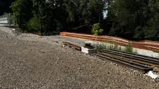 Il tratto di pista ciclopedonale chiuso a Crocevia