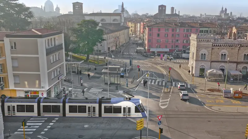 Un'elaborazione grafica mostra come sarà il tram in zona San Faustino - Brescia Mobilità