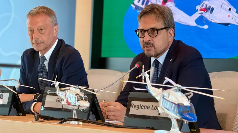 L’assessore regionale Guido Guidesi con Gian Piero Cutillo (Leonardo)