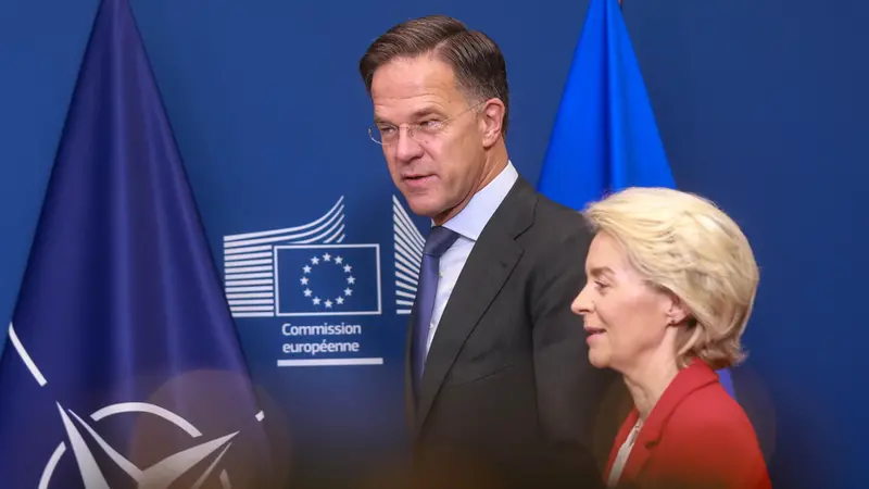Il segretario della Nato Mark Rutte e la presidente della Commissione europea Ursula von der Leyen - Foto Ansa © www.giornaledibrescia.it
