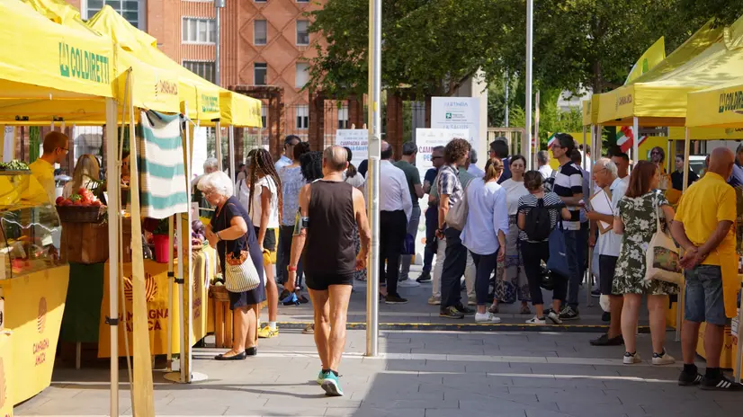 Il mercato contadino fuori dall'ospedale Civile di Brescia - © www.giornaledibrescia.it