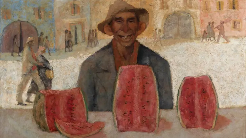 Uno scorcio del Venditore di Angurie, opera dell'artista di Orzinuovi, Giacomo Bergomi