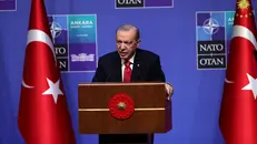 Il presidente turco Erdogan durante il meeting Nato di Ankara - Foto Epa © www.giornaledibrescia.it