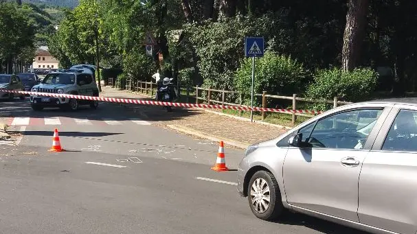 La zona dell'incidente e i rilievi della Polizia locale