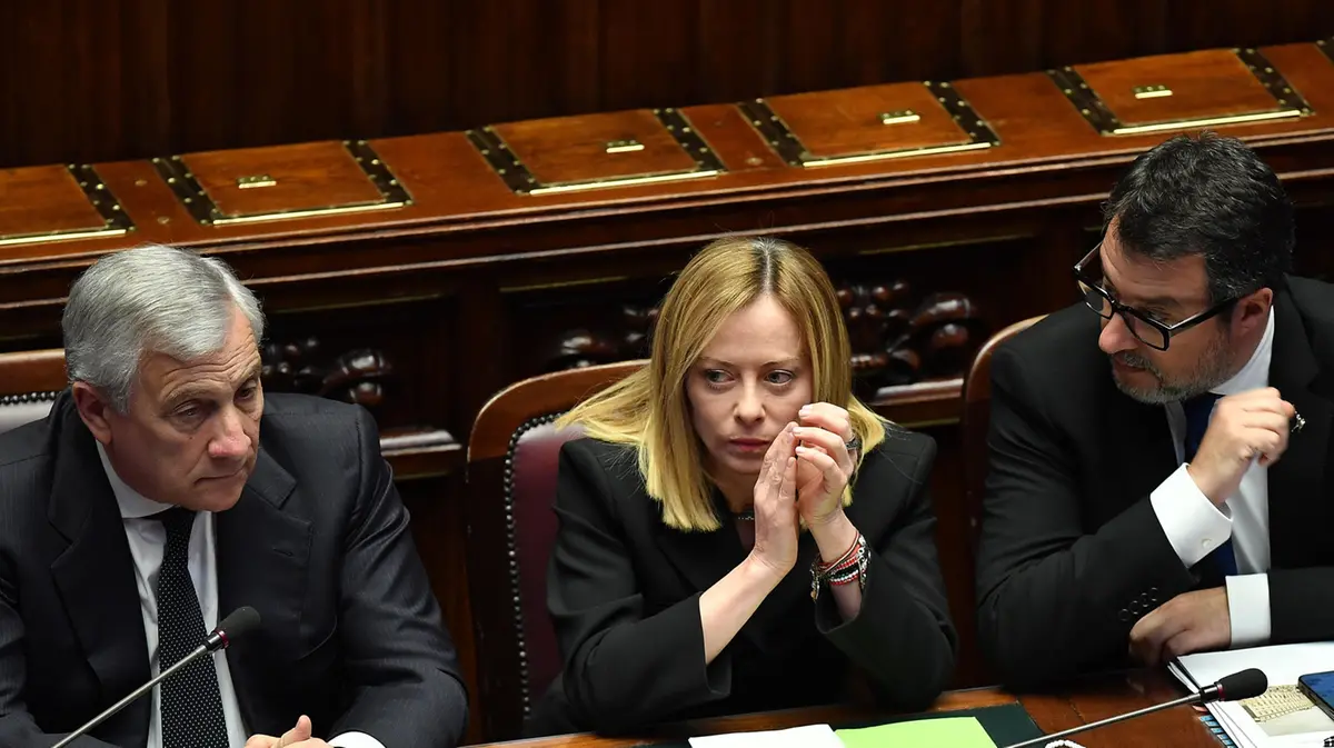 Tajani, Meloni e Salvini - Foto Ansa © www.giornaledibrescia.it