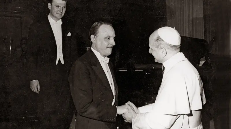 Papa Montini con Arturo Benedetti Michelangeli e il maestro Agostino Orizio