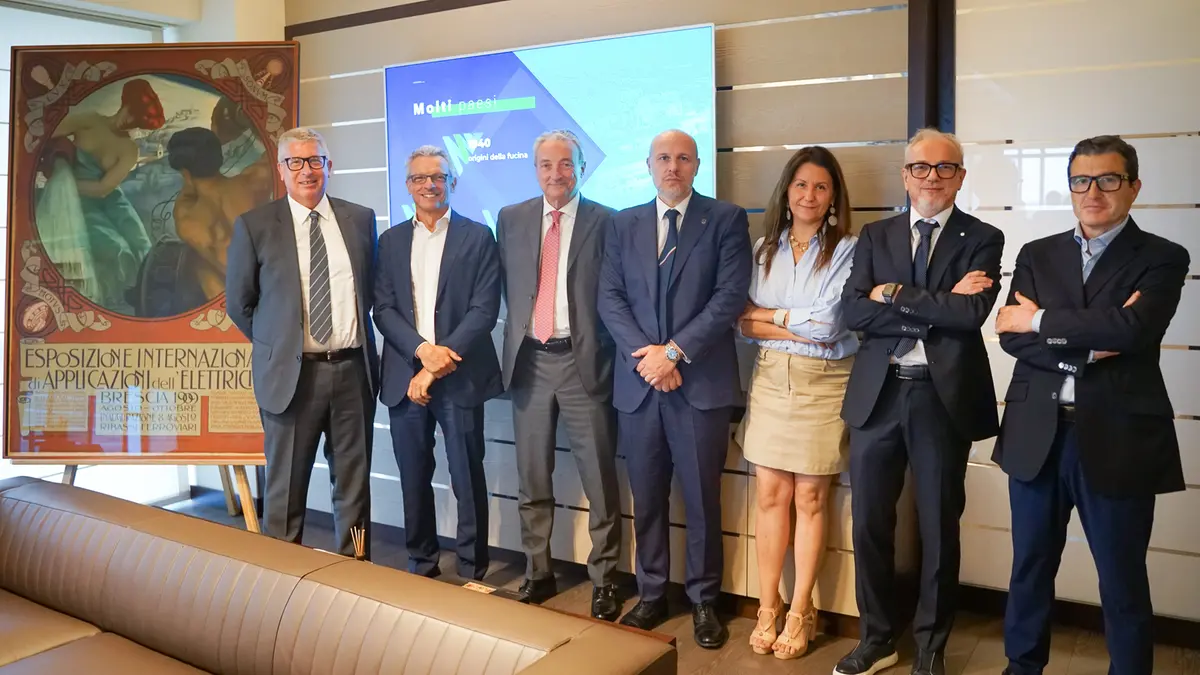 Lorenzo Angelini, Cesare e Giuseppe Pasini, Gianclaudio Torlizzi, Isabella Manfredi, Giovanni Pasini e Vincenzo Maragliano © www.giornaledibrescia.it