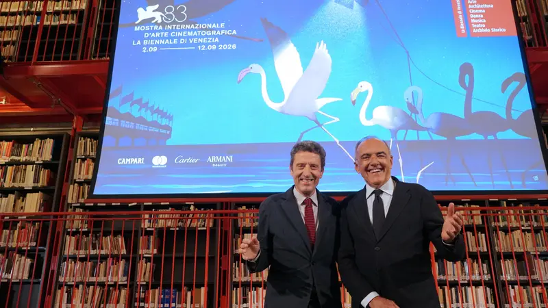 Il presidente della Fondazione La Biennale di Venezia Pietrangelo Buttafuoco e Il direttore del Settore Cinema della Fondazione La Biennale Alberto Barbera
