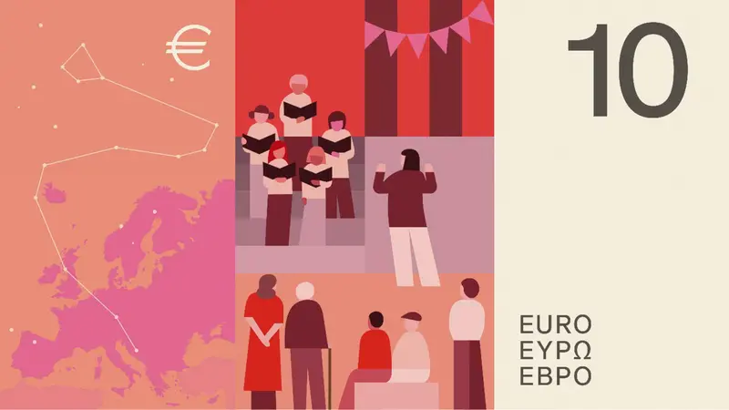 Alcune bozze delle future banconote euro