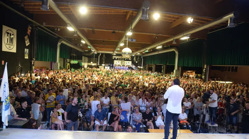 Matteo Salvini ad Adro, nel 2019 - Foto Gabriele Strada/Neg © www.giornaledibrescia.it