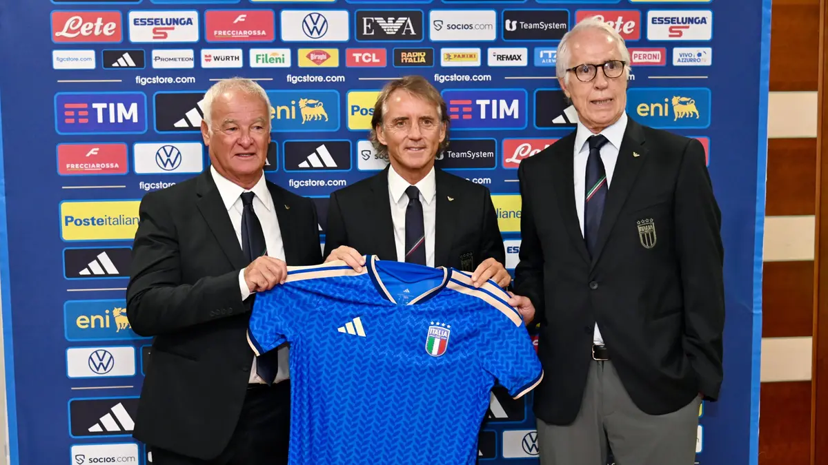 Claudio Ranieri, Roberto Mancini, Giovanni Malagò - Foto Ansa © www.giornaledibrescia.it